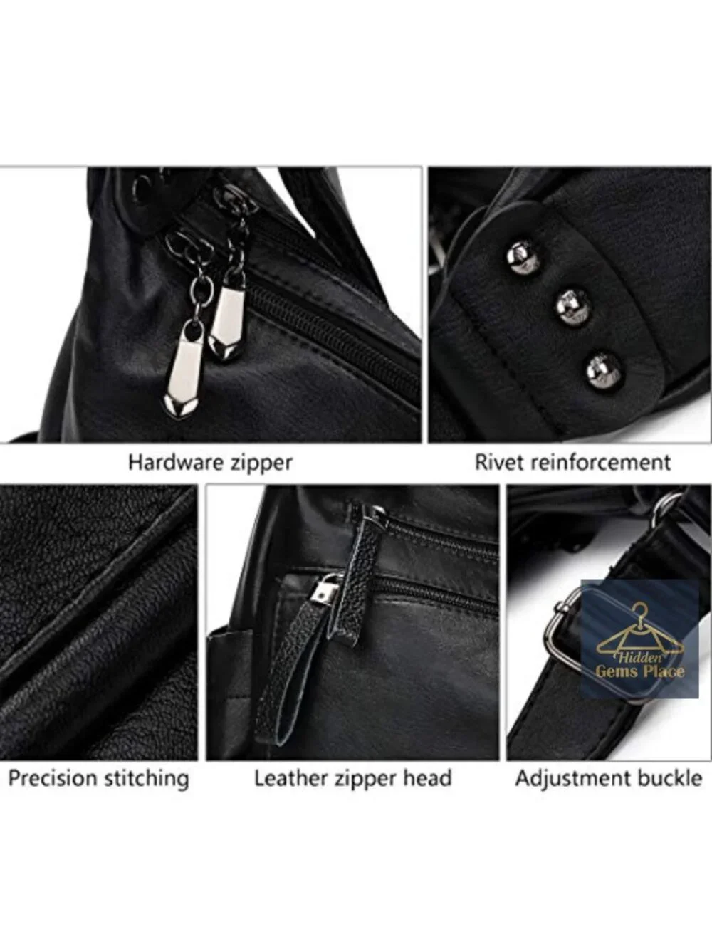 PU Leather Crossbody Hobo Bag Multi-Pocket Shoulder Tote